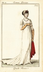 Vrouw in formele kleding getekend in de Opera, Parijs