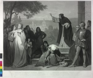 Savonarola preek in Florence 1493 door Pierre Cottin