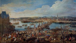 Uitzicht op de stad Rouen genomen vanaf Saint Sever (detail). Schilderij door Pierre Denis Martin (1663-1742) 18e eeuw Sun. 0,78x1,98 m Rouen musee des Beaux Arts