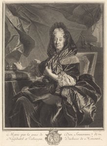 Hertogin van Nemours door Pierre Drevet after Hyacinthe Rigaud