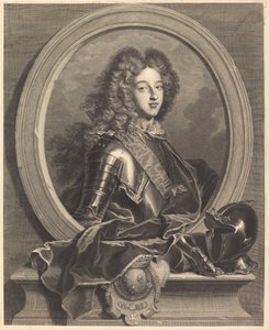 Louis van Frankrijk, hertog van Bourgondië door Pierre Drevet after Hyacinthe Rigaud