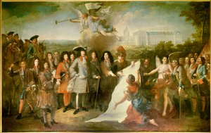 Presentatie van het plan van het Koninklijk Hotel des Invalides aan Lodewijk XIV door Pierre Dullin