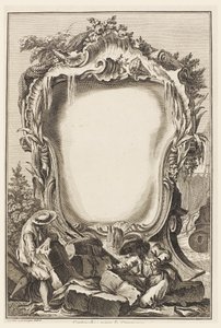 Cartouche voor de Handel (Cartouche Omringd door Elementen van Maritieme Handel)