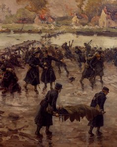 Gevechten langs de IJzer, oktober 1914 (detail) door Pierre Ernest and Neymark Gustave Ballue