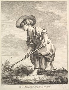 Klein meisje dat boerderijwerk doet, uit Premier Livre de Figures d