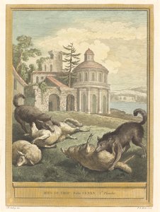 Niets te Veel (Rien de trop) door Pierre Etienne Moitte after Jean Baptiste Oudry