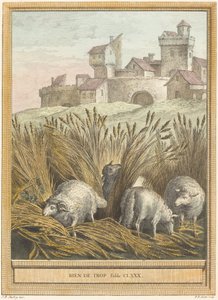Niets te veel door Pierre Etienne Moitte after Jean Baptiste Oudry
