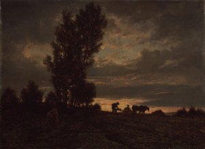 Landschap met een ploeger, 1860s door Pierre Etienne Theodore Rousseau