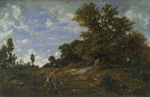 De rand van het bos bij Monts-Girard, Fontainebleau-bos door Pierre Etienne Theodore Rousseau