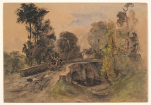 De stenen brug door Pierre Etienne Theodore Rousseau
