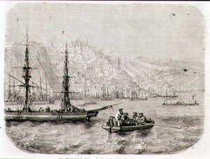 Uitzicht op Quebec in de jaren 1860, gegraveerd door Laly (gravure) door Pierre Eugene (after) Grandsire