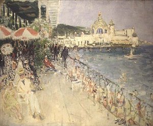 Voor het casino op de pier, Nice, ca. 1937 door Pierre Eugene Montezin