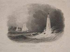 Vuurtoren in Cleveland, Ohio, aan Lake Erie door Pierre Eugène I Aubert