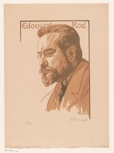 Portret van Édouard Rod door Pierre Eugène Vibert (signed by artist)