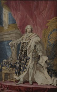 Portret van Lodewijk XV in zijn koninklijke kostuum door Pierre François Cozette