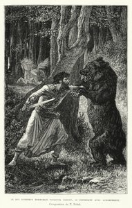Le Duc Godefroy Demeurait Toujours Debout, Se Defendant Avec Acharnement (gravure) door Pierre Fritel