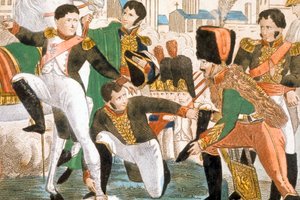 Napoleon I gewond in Ratisbonne (1809) door Pierre Gautherot