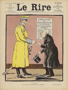 Satire op de Franse opgave van de Elzas aan Duitsland. Illustratie voor Le Rire door Pierre Georges Jeanniot