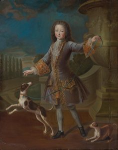 Lodewijk XV van Frankrijk met twee honden