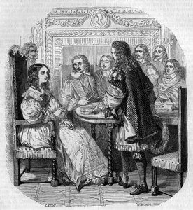 Bezoek van koningin Christina van Zweden (1626-1689) aan de Academie Française in Parijs in aanwezigheid van kardinaal Richelieu. Gravure door G. Staal door Pierre Gustave Eugene Staal
