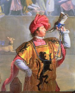 Scène van een Toernooi in de Veertiende Eeuw, detail van de heraut