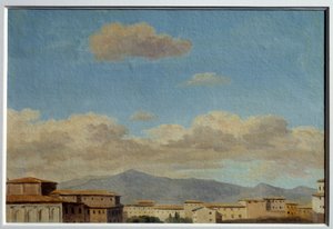 Luchtstudie bij Quirinal (Rome). Schilderij door Pierre Henri De Valenciennes