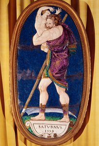 Plaquette met afbeelding van Saturnus, uit het Chateau de Madrid, Neuilly, 1559 door Pierre I Courteys