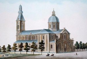 Kerk van St. Pierre in Gent, uit Choix des Monuments, Edifices et Maisons les plus remarquables du Royaume des Pays-Bas door Pierre Jacques Goetghebuer, gepubliceerd 1827 door Pierre Jacques Goetghebuer