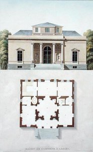 Landhuis in Laken, uit Choix des Monuments, Edifices et Maisons les plus remarquables du Royaume des Pays-Bas door Pierre Jacques Goetghebuer, gepubliceerd 1827 door Pierre Jacques Goetghebuer