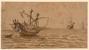 Schepen op zee door Pierre Jacques Volaire