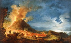 De Uitbarsting van de Vesuvius, met Toeschouwers op de Voorgrond