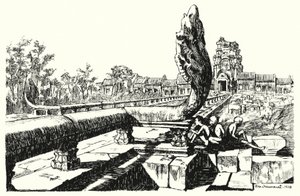 In het park van Angkor Vat, de westelijke Gopuras door Pierre Jeannerat de Beerski