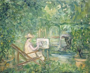 Vrouw schildert in een landschap, 1900-10