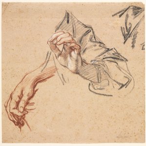 Studie van handen recto, schets van een hand verso, 1700s