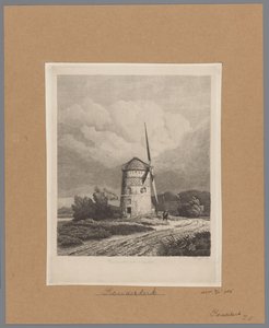 Gezicht op de Steenenmolen of Rembrandts molen in Koudekerk aan den Rijn