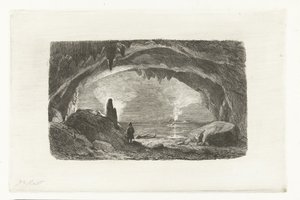 Man met roeiboot in de grotten van Han door Pierre Louis Dubourcq
