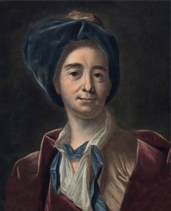 Portret van Bernard Le Bouyer (Le Bovier) de Fontenelle (1657-1757), Franse schrijver. gravure naar Pierre Michel Alix