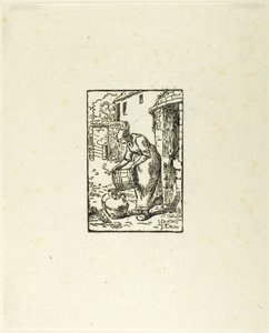 Vrouw die waterkannen vult door Pierre Millet
