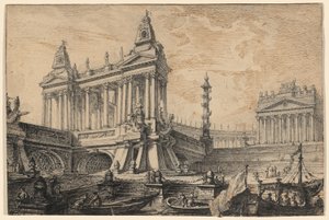 Architectonische fantasie van een magnifieke oude haven