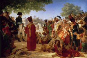 Frans:  Bonaparte fait grace aux revolutes du Caire 23. Octobre 1798 Napoleon Bonaparte verleent gratie aan de rebellen in Caïro, 23 oktober 1798 door Pierre Narcisse Guerin