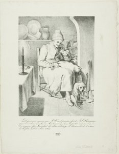 Schets van Jean-Jacques Rousseau (recto); Bosgezicht (verso) door Pierre Nolasque Bergeret