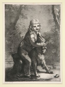 Zonder titel (Jongen met hond) door Pierre Paul Prud