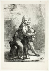 Kind met hond door Pierre Paul Prud