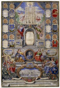 Allegorie van de kerk van Parijs ter gelegenheid van de Herroeping van het Edict van Nantes op 18/10/1685 de vader van Jouvency gaf een preek op het college van Clermont in december 1685 in medaillon de aartsbisschop van Parijs, Harlay de Chanvallon die aa door Pierre Paul Sevin