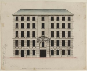 Façade van het Mont-de-Piété aan de rue des Blancs-Manteaux