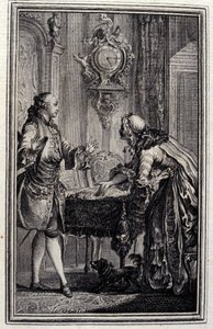 Le Gascon gestraft - in "Tales et nouvelles en vers" door Jean La Fontaine. 1776. Illustratie door P.P. Choffard.