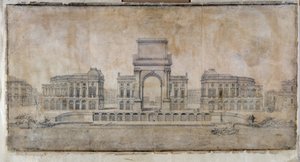 Architectuur: "Project van Place Royale voor Marseille, perspectief kijkend naar de stad" 1686 door Pierre Puget