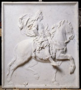 Laag reliëf dat Lodewijk XIV (1638-1715) te paard voorstelt (sculptuur)