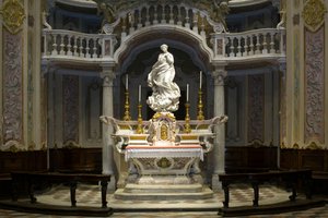De Onbevlekte Ontvangenis, Santa Maria Immaculate geplaatst op het altaar van de scenografische kapel 1669-70 (marmer)