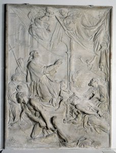 Laag reliëf van de Pest van Milaan - Sint Charles Borromee biddend door Pierre Puget